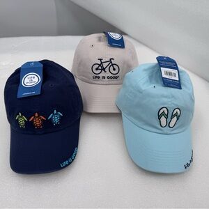 3 CT Life Is Good Turtle Love Bike Sanles Ball Cap Hat Unisex Adjustable